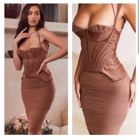 ❌SOLD❌House of CB Talya Toffee Corset Midi Dress - Picture 2 of 15